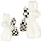 White Ceramic Checkered Dog Balloon Sculpture Set